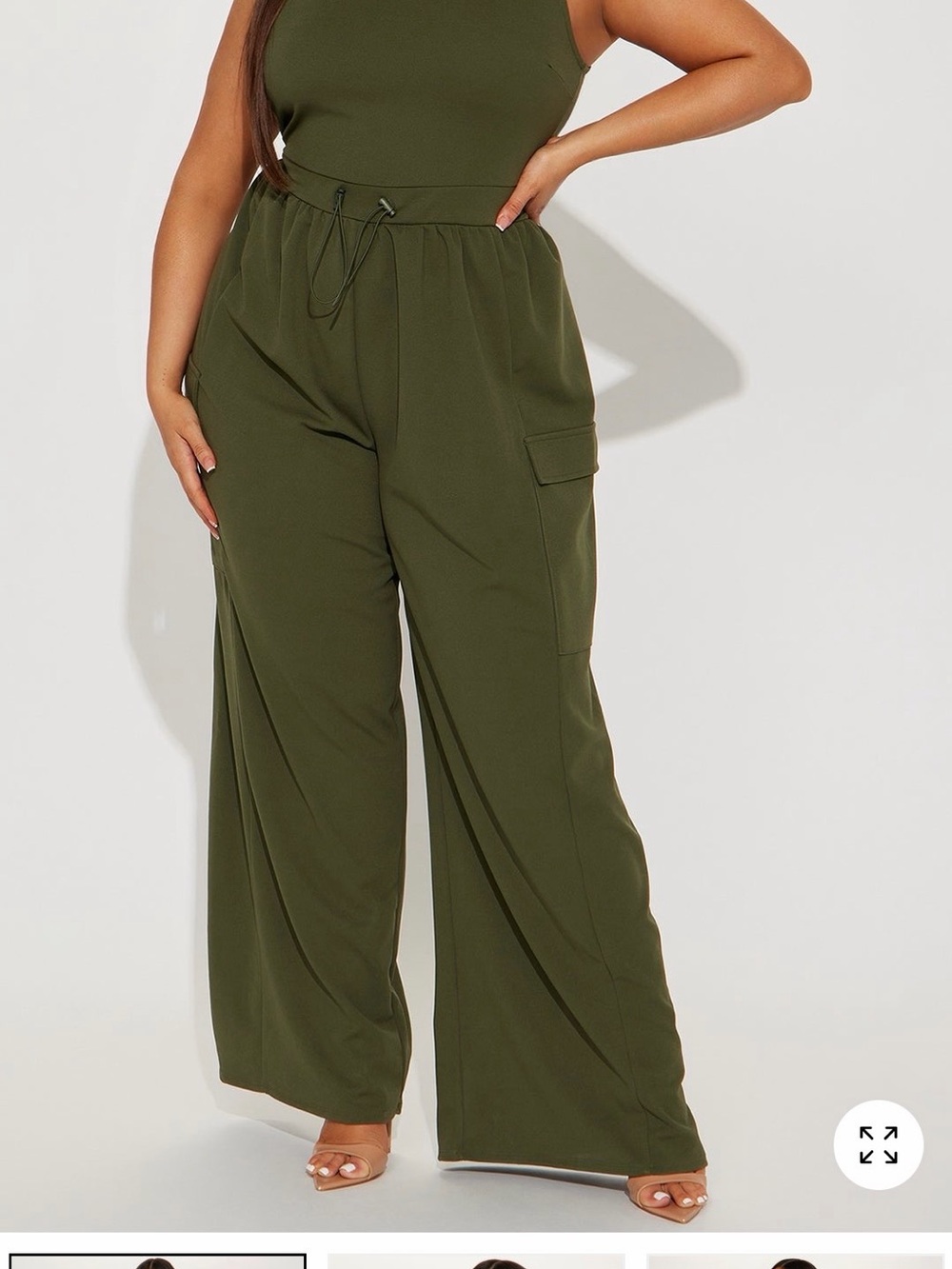 Fashion Nova Olive Wide-Leg Willow Cargo Jumpsuit